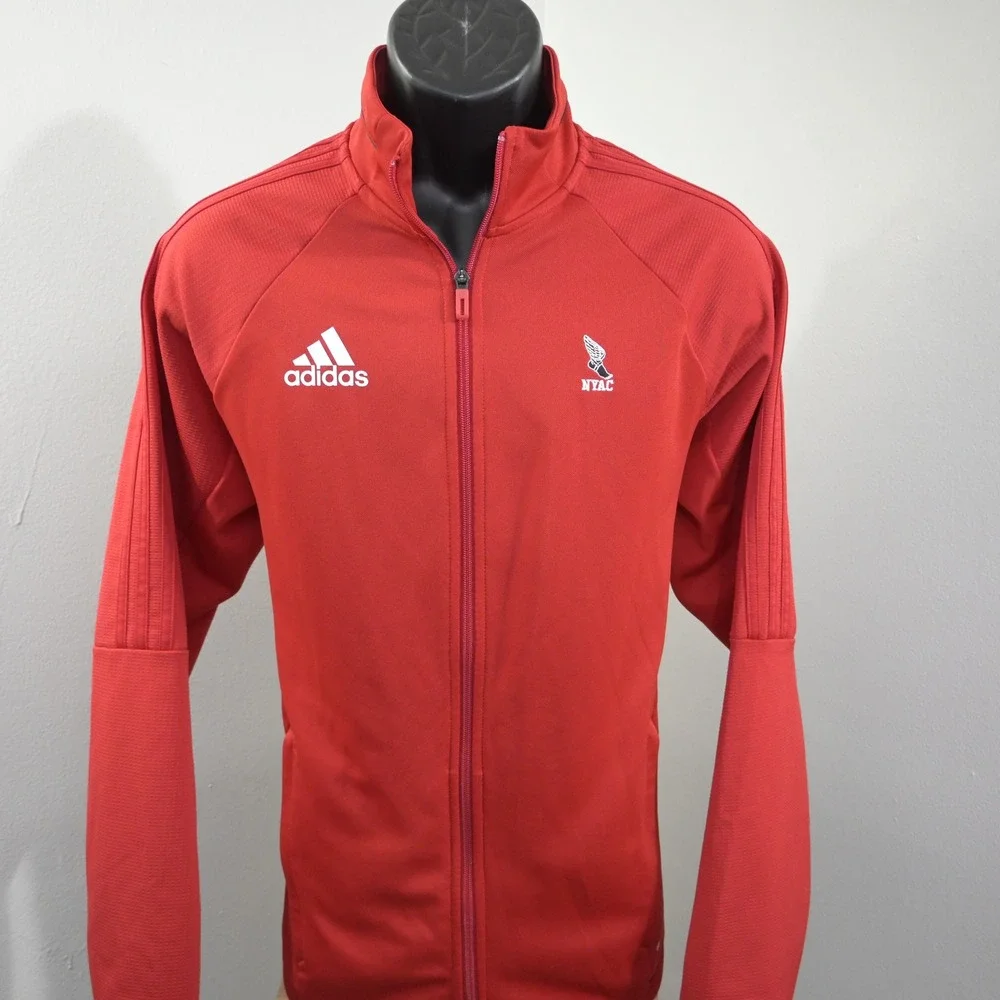 Adidas Track Jacket Mens Large Winged Foot New York Athletic Club Full Zip Red